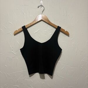 Hollister black basic ribbed cropped tank top (small)